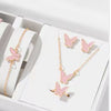 5PCS Fashion Butterfly Pendants Necklace Earrings Ring Bracelet Sets For Teens Girls Gift Jewelry Set