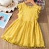 Girls solid color lace short sleeve dress