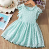 Girls solid color lace short sleeve dress