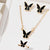 5PCS Fashion Butterfly Pendants Necklace Earrings Ring Bracelet Sets For Teens Girls Gift Jewelry Set