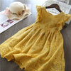 Girls solid color lace short sleeve dress