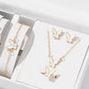 5PCS Fashion Butterfly Pendants Necklace Earrings Ring Bracelet Sets For Teens Girls Gift Jewelry Set