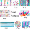 132 Pcs Girls Mermaid Party Favors, Mermaid Birthday Party Decor Toys, Small Drawstring Mermaid Favors Bags,