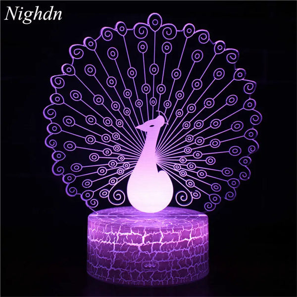Peacock Night Light for Girls Room Decor