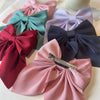 5Pcs Elegant Bow Ribbon Hair Clip Fashion Simple Solid Satin Spring Clip Hair Retro Headband with Clips Girls Hair Accessories