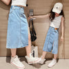 Girls and Teens Denim Skirt New Fashion Version Split Long Skirt For Any Occasion