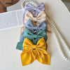 5Pcs Elegant Bow Ribbon Hair Clip Fashion Simple Solid Satin Spring Clip Hair Retro Headband with Clips Girls Hair Accessories