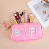 Teen Girl Travel Personalized Gifts Initial Cute Preppy Patch Makeup Bag Nylon Organizer Zipper Stuff Cosmetic Bag Toiletry Pouch