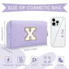 Purple Embroidered Letter Makeup Bag Storage Bag Travel Wash Bag Lipstick Makeup Tool Sorting Bag Multi functional-LJX