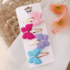 4pcs/set New Cute Baby Girls Wool Knitting Headwear Handmade Crochet Butterfly Alloy Hairs Clips Children Hairpins Wholesale