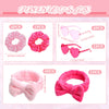 15 Pcs Spa Party Supplies Includes 5 Scrunchies 5 Bow Headband 5 Heart Shape glasses For Sleepover Party Supplies