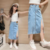 Girls and Teens Denim Skirt New Fashion Version Split Long Skirt For Any Occasion