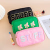 Teen Girl Travel Personalized Gifts Initial Cute Preppy Patch Makeup Bag Nylon Organizer Zipper Stuff Cosmetic Bag Toiletry Pouch