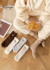 Teen Socks Winter Cute Bear Coral Fleece Fuzzy Socks Female Autumn Happy Funny Socks For Girl Warm Winter Female Home