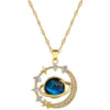 Luxury Inlaid Zircon Planet Moon Pendant Necklace