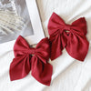 5Pcs Elegant Bow Ribbon Hair Clip Fashion Simple Solid Satin Spring Clip Hair Retro Headband with Clips Girls Hair Accessories