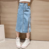 Girls and Teens Denim Skirt New Fashion Version Split Long Skirt For Any Occasion