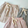 Children's Clothing Vintage Linen Cotton Stripe Pants Baby Boy Girl Casual Shorts Spring Summer Girls Loose Trousers and Shorts