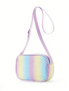 Girls Ombre Adjustable-strap Quilted Zipper PU Square Bag