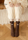 Teen Socks Winter Cute Bear Coral Fleece Fuzzy Socks Female Autumn Happy Funny Socks For Girl Warm Winter Female Home