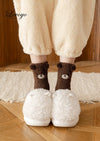 Teen Socks Winter Cute Bear Coral Fleece Fuzzy Socks Female Autumn Happy Funny Socks For Girl Warm Winter Female Home