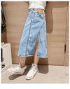 Girls and Teens Denim Skirt New Fashion Version Split Long Skirt For Any Occasion