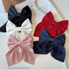 5Pcs Elegant Bow Ribbon Hair Clip Fashion Simple Solid Satin Spring Clip Hair Retro Headband with Clips Girls Hair Accessories