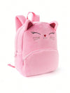 Pink Cute Cartoon Embroidered Kitten Plush Large Capacity Children'S Backpack For Girls And Children, Classic Backpack