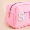 Teen Girl Travel Personalized Gifts Initial Cute Preppy Patch Makeup Bag Nylon Organizer Zipper Stuff Cosmetic Bag Toiletry Pouch