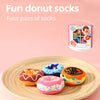 Four pair of fashionable, unique and interesting colorful donut pattern girl ,teen, and women gift socks suitable for all seasons