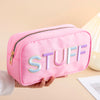 Teen Girl Travel Personalized Gifts Initial Cute Preppy Patch Makeup Bag Nylon Organizer Zipper Stuff Cosmetic Bag Toiletry Pouch