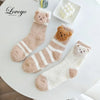 Teen Socks Winter Cute Bear Coral Fleece Fuzzy Socks Female Autumn Happy Funny Socks For Girl Warm Winter Female Home