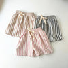 Children's Clothing Vintage Linen Cotton Stripe Pants Baby Boy Girl Casual Shorts Spring Summer Girls Loose Trousers and Shorts