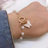 Fashion Butterfly Pearl Pendant Bracelet