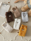 Teen Socks Winter Cute Bear Coral Fleece Fuzzy Socks Female Autumn Happy Funny Socks For Girl Warm Winter Female Home