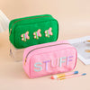 Teen Girl Travel Personalized Gifts Initial Cute Preppy Patch Makeup Bag Nylon Organizer Zipper Stuff Cosmetic Bag Toiletry Pouch