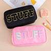 Teen Girl Travel Personalized Gifts Initial Cute Preppy Patch Makeup Bag Nylon Organizer Zipper Stuff Cosmetic Bag Toiletry Pouch