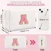 Initial Letter Patch Makeup Bag, Preppy Portable Chenille Letter Cosmetic Bag With Zipper, PU Leather Waterproof Travel Toiletry