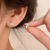 Teen Girl Heart Super Zircon Star Ear Studs