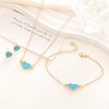 Simple Love Heart Jewelry Fashion Necklace Ring Bracelet and Earring Set