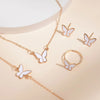 5PCS Fashion Butterfly Pendants Necklace Earrings Ring Bracelet Sets For Teens Girls Gift Jewelry Set